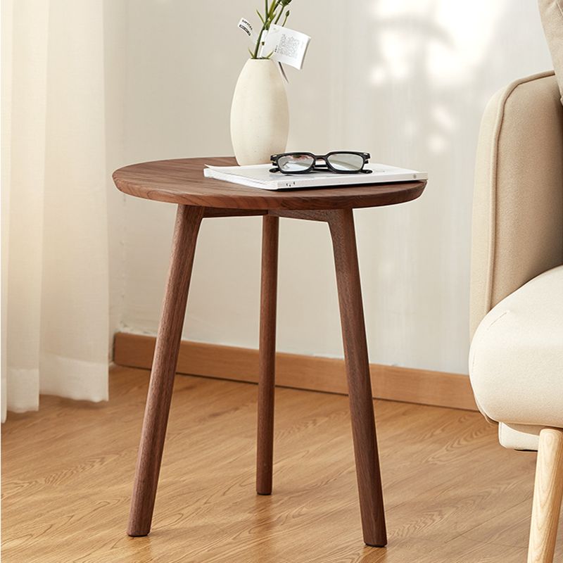 Contemporary End Table Solid Wood Brown Living Room Side Table