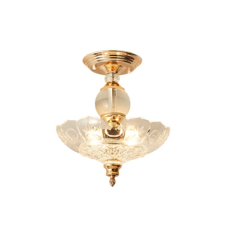 12 "/16" diámetro acampado semi flanpes de montura moderna 1 lámpara de techo ligera en negro/dorado con soportes de cristal