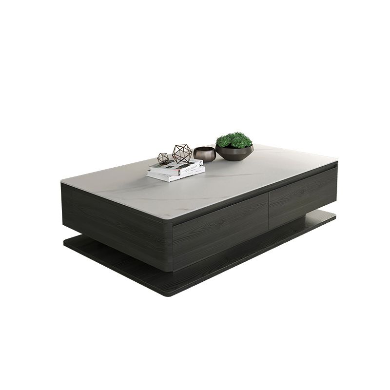 16"H Contemporary Coffee Table Slate Rectangle Single Cocktail Table