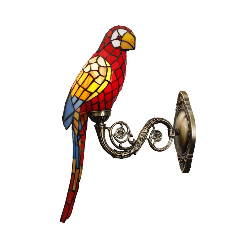 White/Red/Yellow Parrot Wall Mount Lamp Classic 1 Light Handcrafted Stained Glass Wall Lighting Ideas