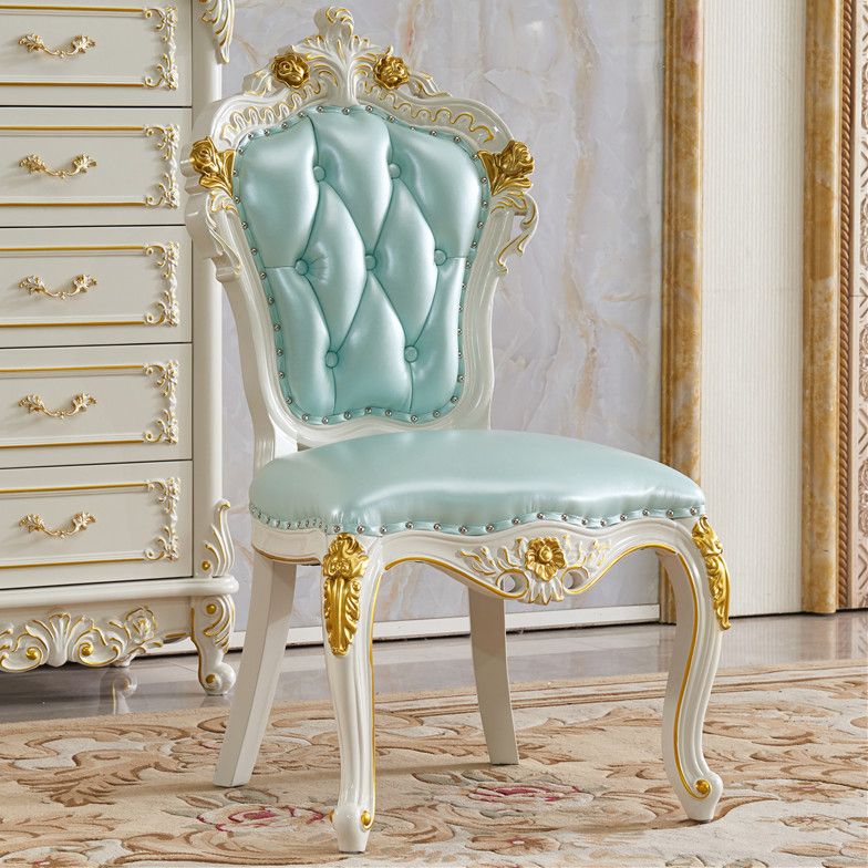 Victorian Style Marble Dining Set with Yellow Table and 4 White Legs Base for Home Use