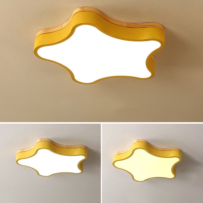 Lampe LED étoile à cinq branches, plafonnier encastré avec abat-jour en acrylique blanc pour chambre à coucher