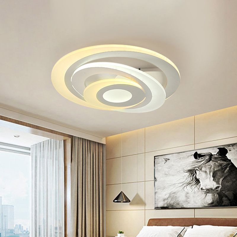 Circular Tier Living Room Flush Light Acrylic Modern Style LED Ceiling Mount Lamp in Warm/White Light, 19.5"/31" W