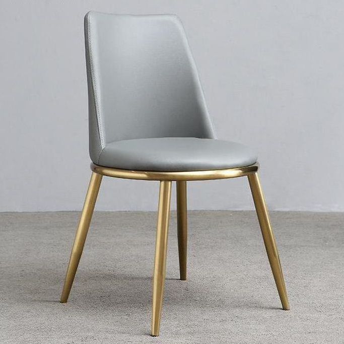 Modern Style Dining Chairs Armless Chair with Metal Legs for Kitchen