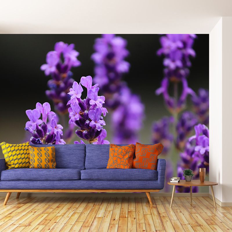 Contemporary Lavenders Mural Soft Color Stain Resistant Wall Art for Living Room