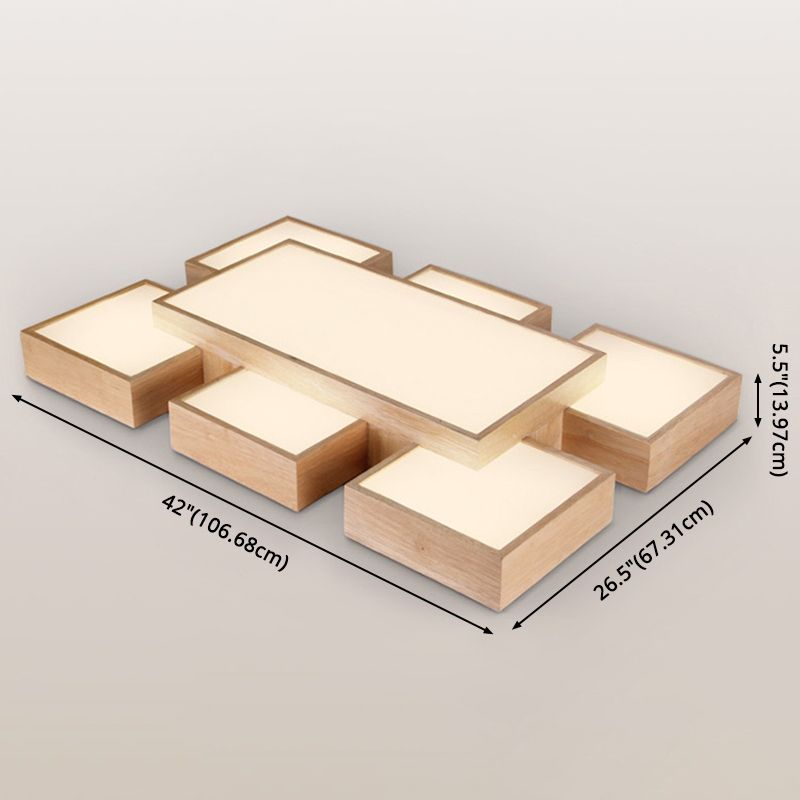 Spleißen von Quadraten Unterputzbeleuchtung Minimalismus Holz-LED-Deckenleuchte aus Holz
