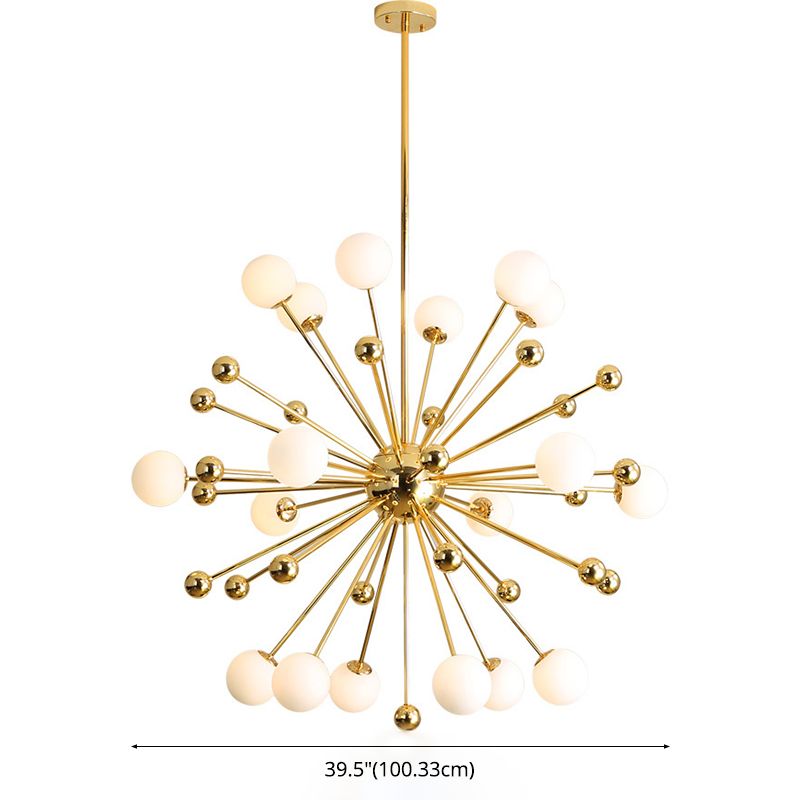 Golden Post-modern Style Metal Chandelier Dandelion Burst-shaped Multi-Lights Ceiling Pendant for Living Room