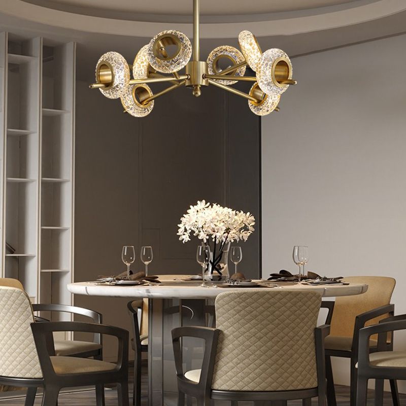 Geometrisch gouden kroonluchter postmoderne koperen kroonluchter hanger met kristal voor slaapkamer