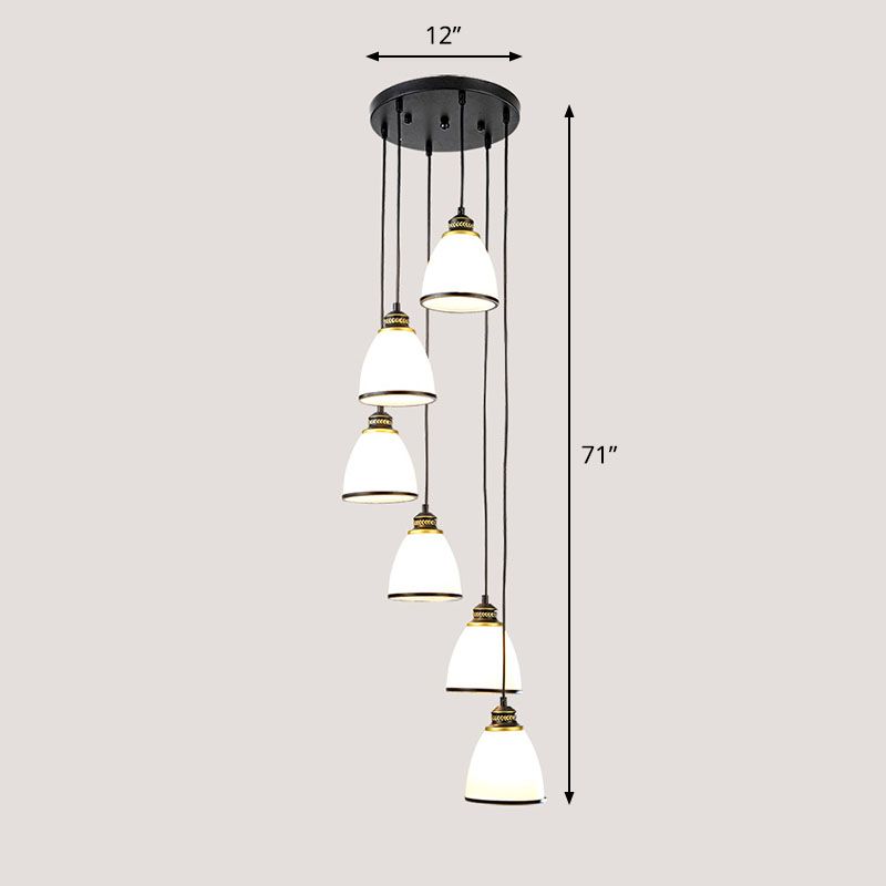 Spiral Bell Shade Trap Trap Hangende lichte crème Glas Glas Simplicity Multi Light Pendant