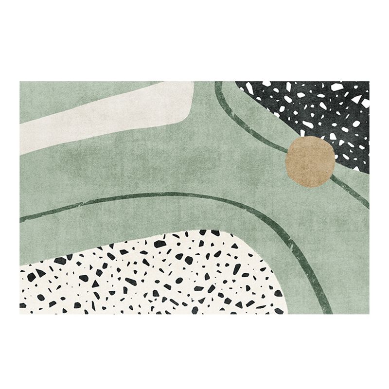 Green Modern Rug Polyester Graphic Rug Stain Resistant Rug for Living Room