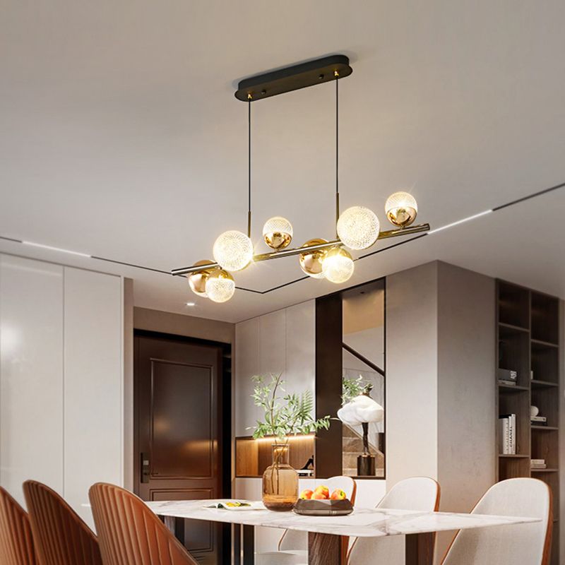 8-Light Globe Island Light Fixtures Modern Metal Kitchen Pendant Lights with Acrylic Shade
