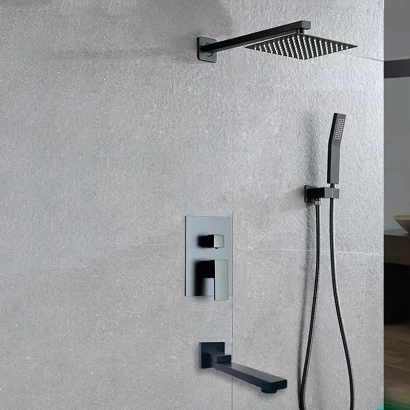 Square Adjustable Water Flow Faucet Shower Arm Shower System with Handheld Shower Head
