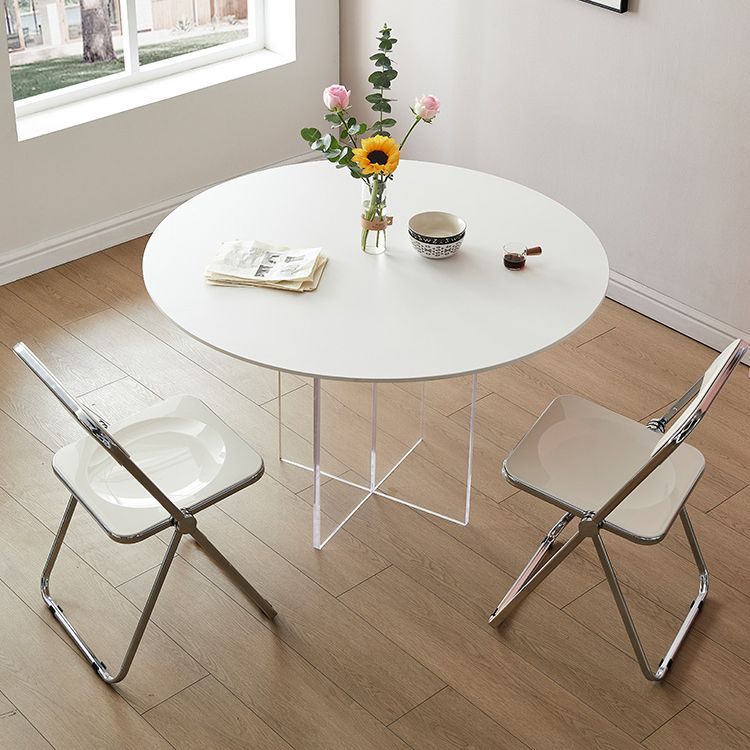 Round Dining Table Set 1/3/4/5 Pcs Acrylic Base Dining Table with Plastic Side Chairs