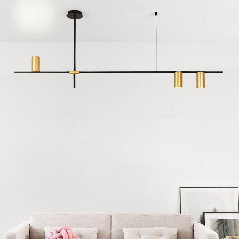 Ideas de iluminación de isla de cilindro de estilo contemporáneo luces colgantes de isla metálica