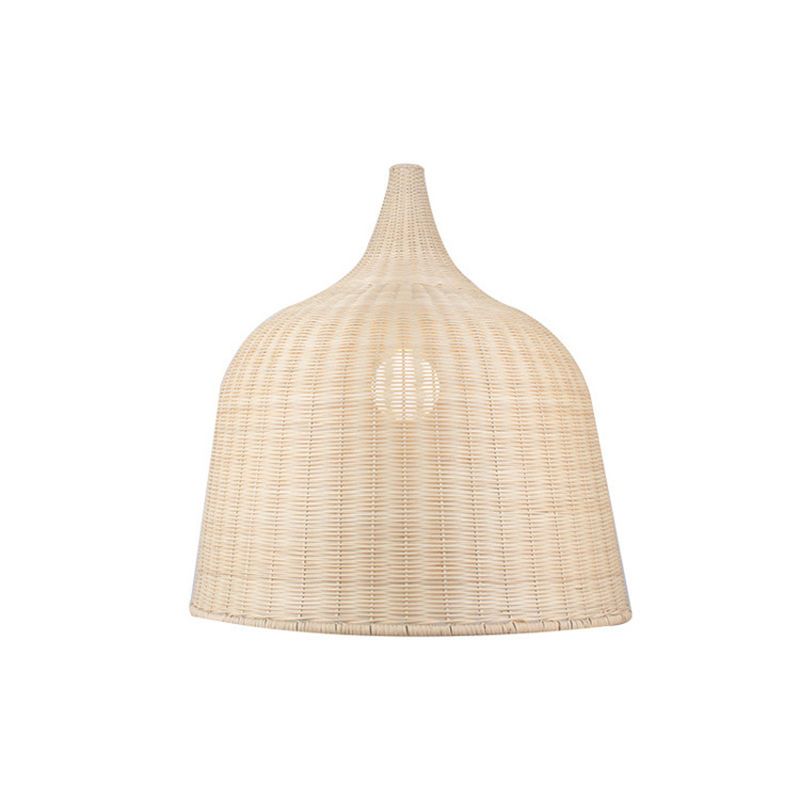 Farmhouse Natural Cloche Bamboo Pendant Lighting 1-Light  Dining Room Hanging Lamp