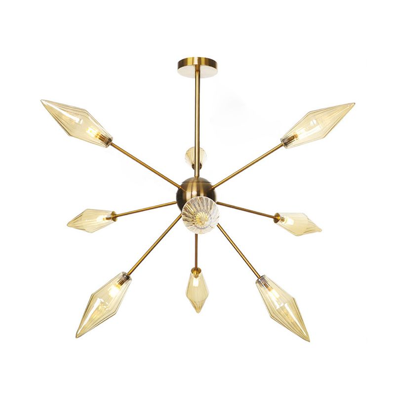 Aménagement de suspension de diamant de style vintage Ambre / verre transparent 9/12/15 HEADS Restaurant Lumière de lustre avec tige réglable