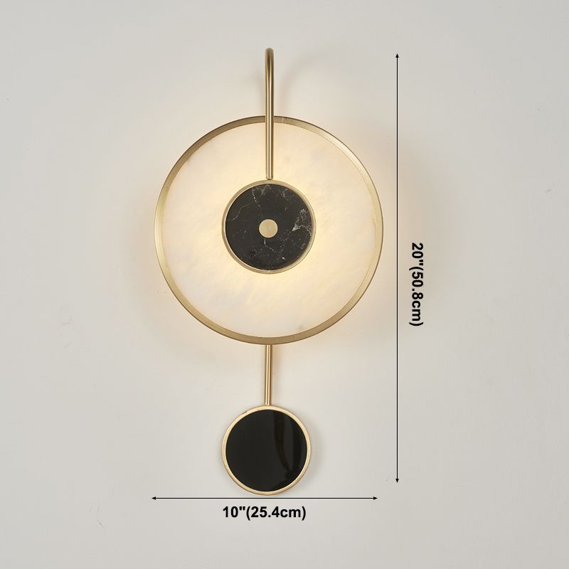 Lampada di sconde geometrica moderna lampada a parete in oro a 1 luce con tonalità di pietra bianca