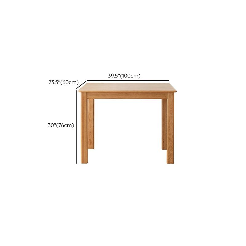 Modern Rectangular Oak Natural Tabletop Dining Table with 4 Solid Wood Legs