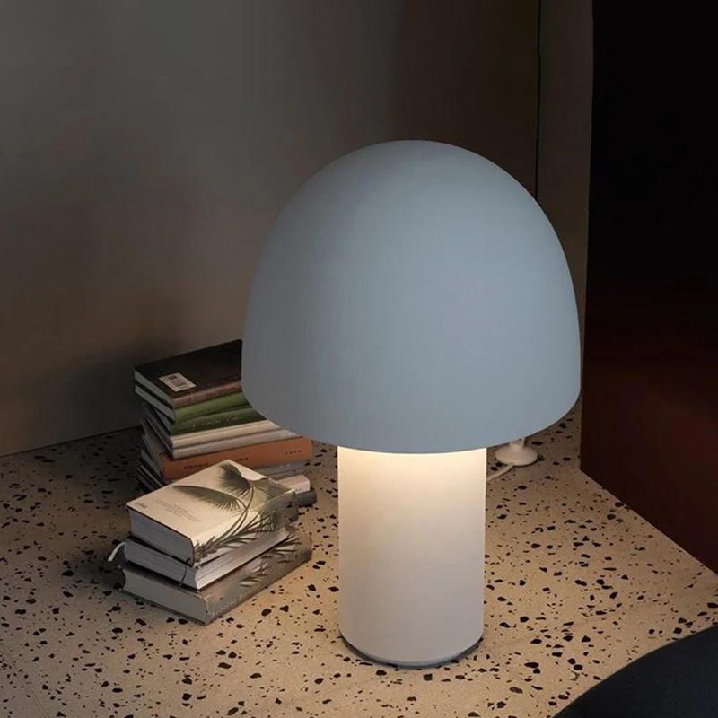 Mushroom Shaped Bedroom Table Lamp Metallic 1-Light Macaron Style Night Light