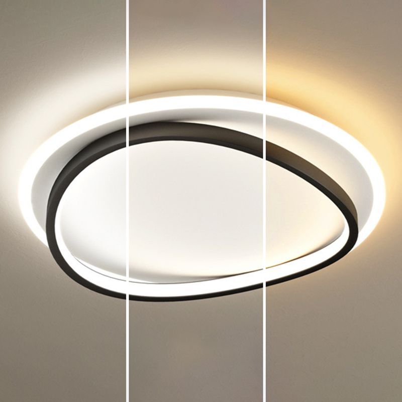Modern Minimalist Double Round Flush Mount Light Metal LED Bedroom Flush Ceiling Light