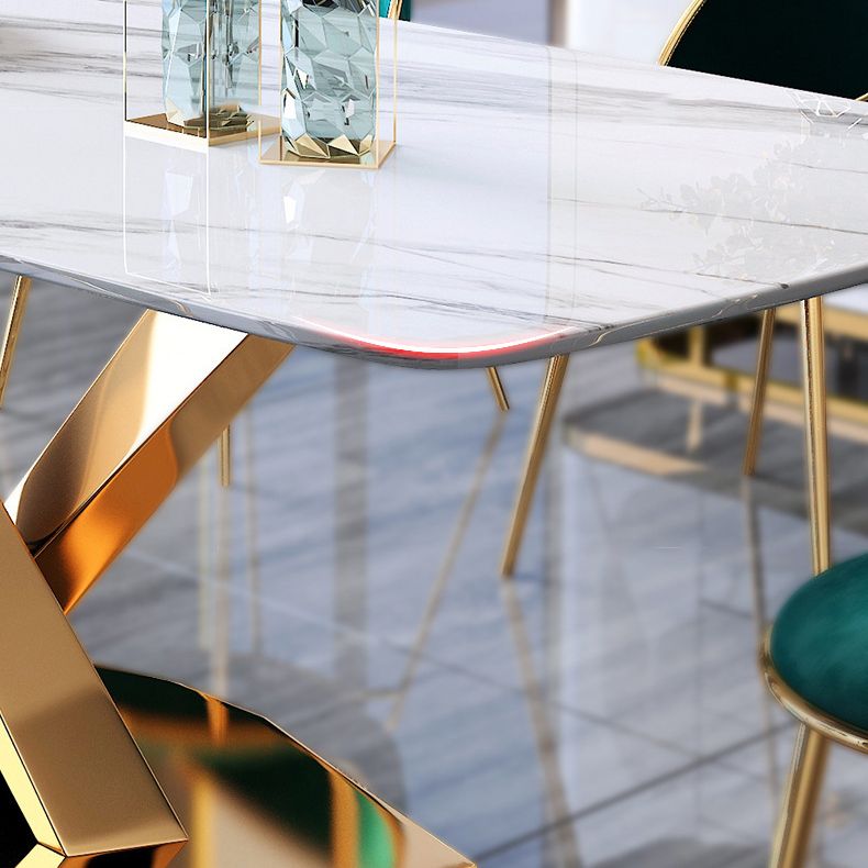 Glam Style Stone Furniture 1/5/7/9/ Pcs Rectangle Dinette Table with Upholstered Chair