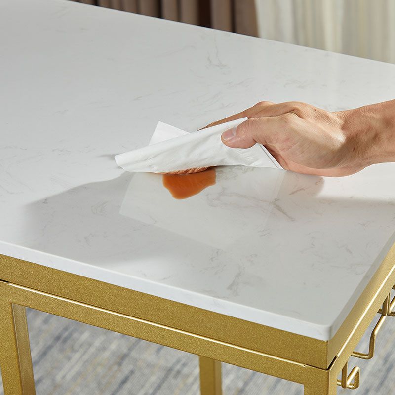 Luxury Marble Rectangle Bar Table Set 1/2 Pieces Counter Table with High Stools