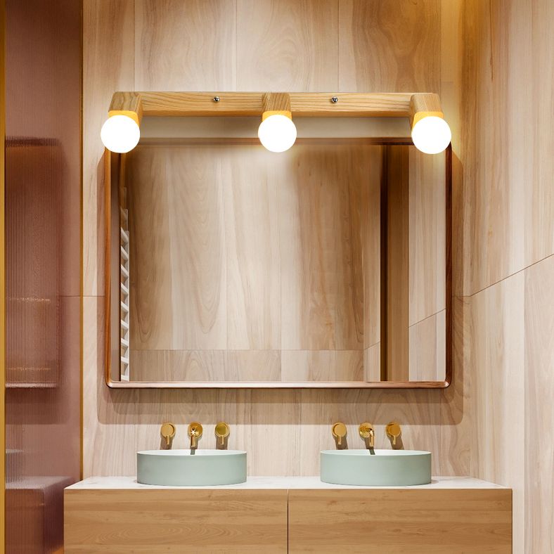 Bare Bulb Vanity Sconce Lights Ultra-modern Wood Wall Sconce Lighting for Bathroom