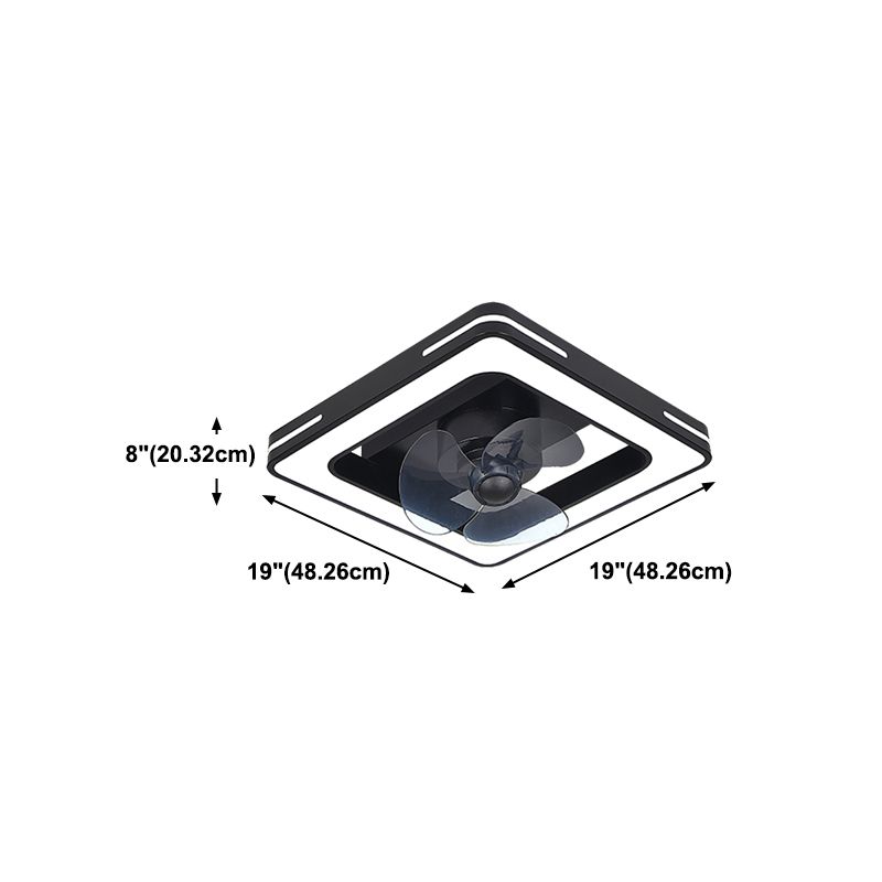 Lámpara de ventilador LED geométrico moderno de 360 grados de semi flush de montaje de montaje con rubor