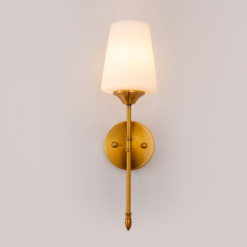 Modern Metal Wall Sconce Minimalist Wall Light with Glass Shade