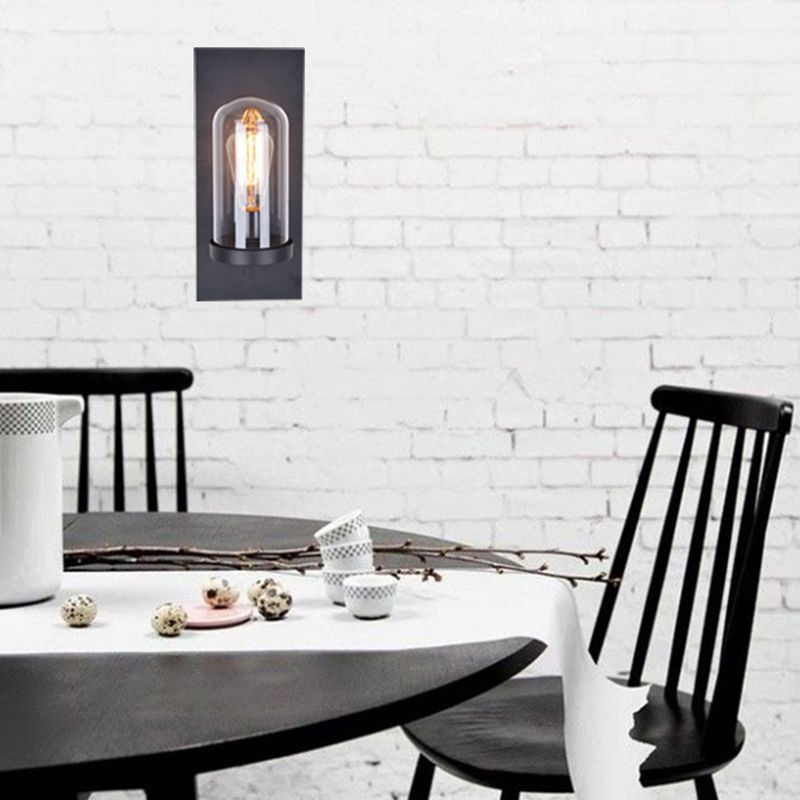 Glass Black Wall Lighting Fixture Shaded Industrial-Style Wall Light Fixture for Aisle