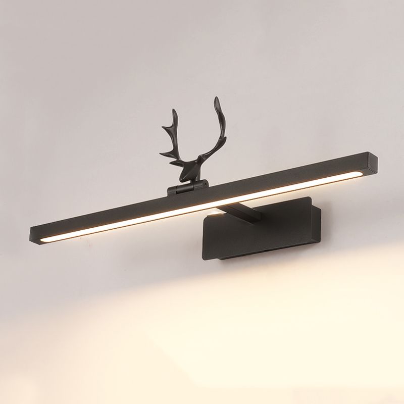 Linear Shape Metal Wall Sconce Modern Style 1- Light Mirror Wall Mounted Light in Black