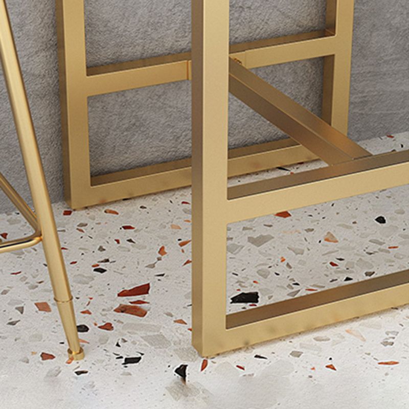 Gold Metal Pub Table Set for Small Places Glam Faux Leather 1/3/5 Pieces Bar Set