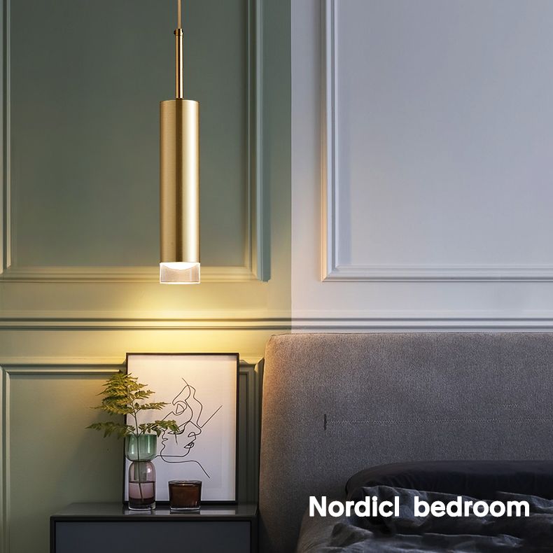 Lampe suspendue à LED cylindroïde en aluminium dans la simplicité moderne pendentif acrylique pour les espaces intérieurs