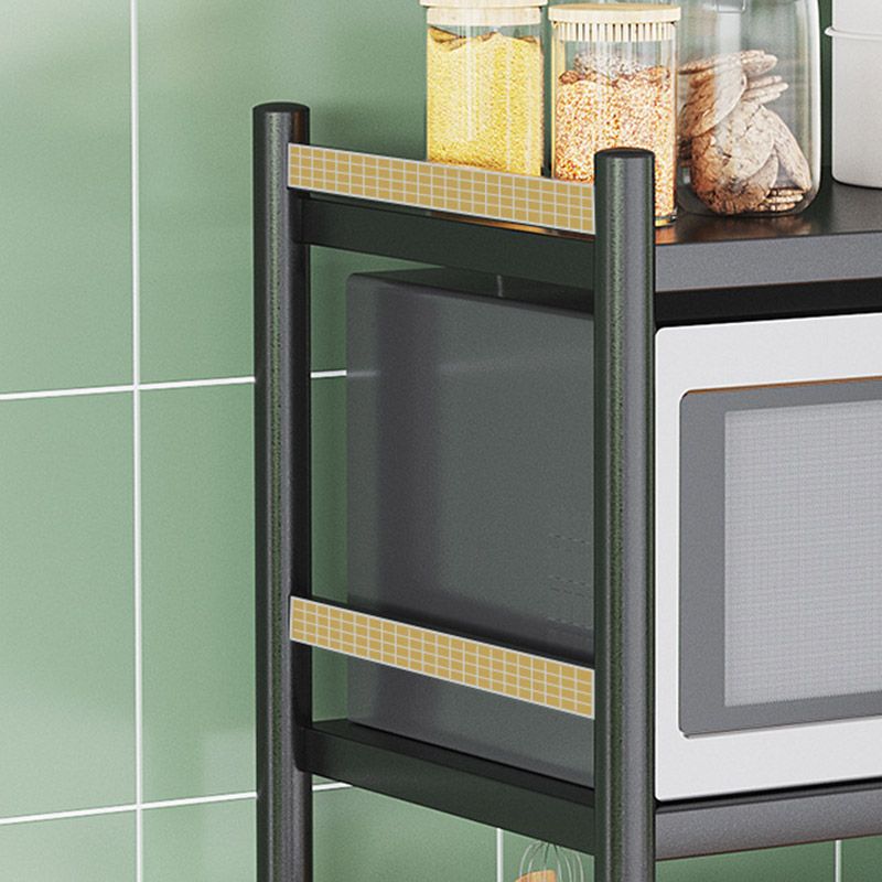 Modern Dining Room Prep Table Black Kitchen Trolley with Locking Wheels