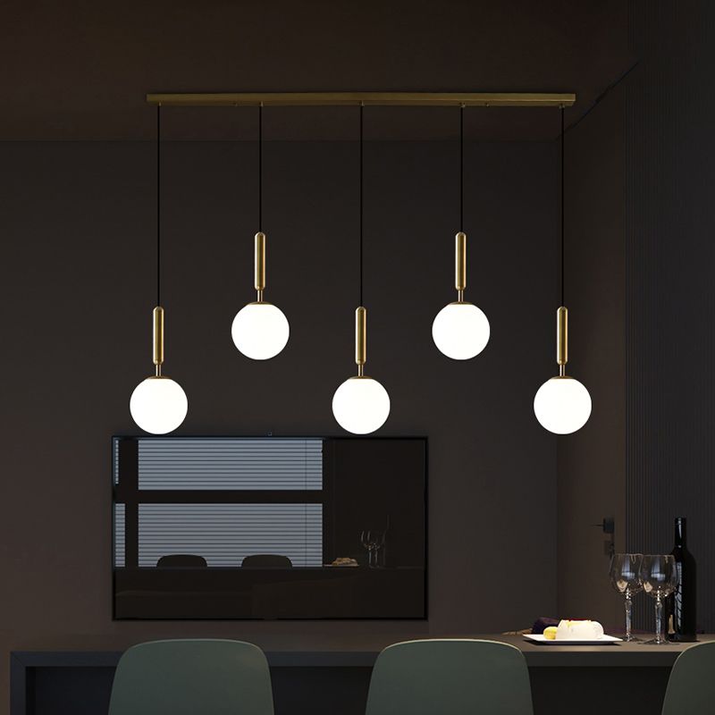 Brass Ball Multiple Hanging Pendant Light Simplicity Glass Ceiling Light for Open Kitchen