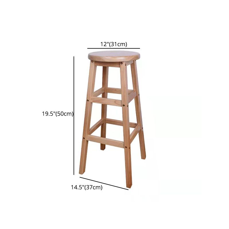 Modern Armless Backless Counter Stool Wood Bar Stool with Footrest