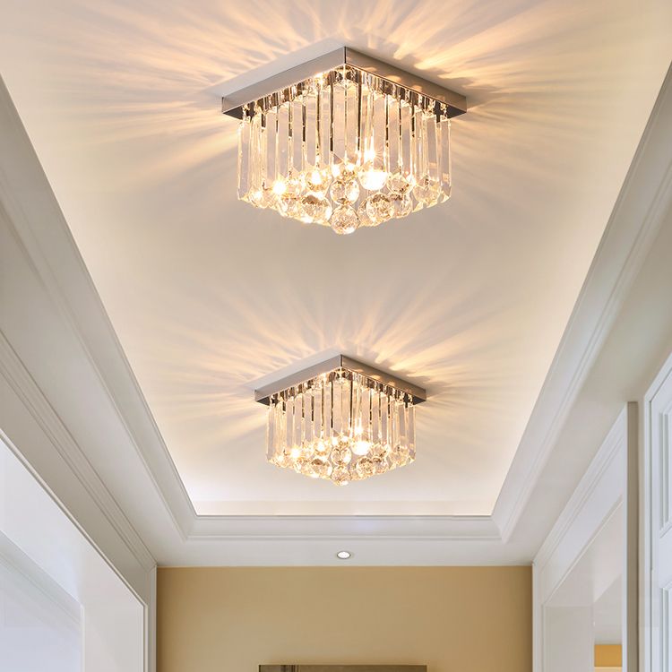 Moderne plafondlamp met eenvoudige geometrie, roestvrij staal, inbouw voor gang