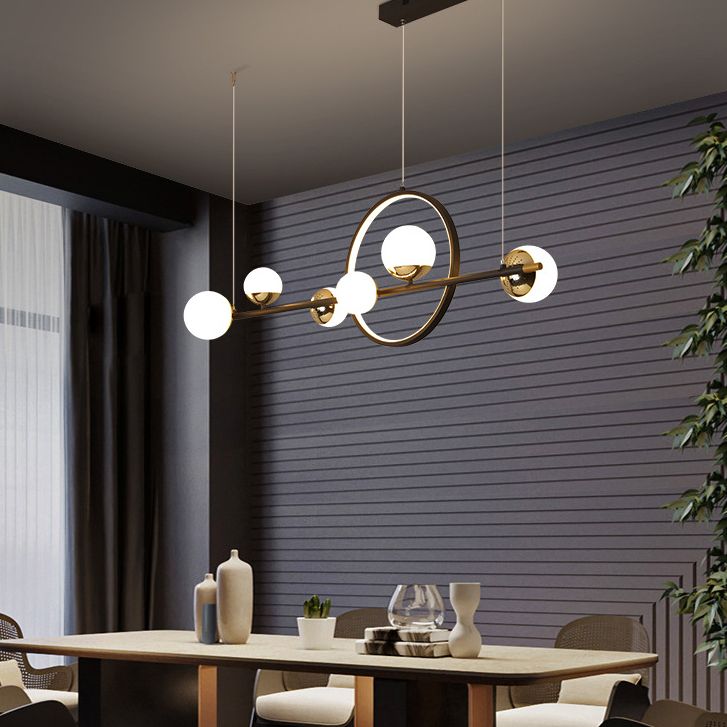 44" Length Contemporary Style LED Island Light 7-Lights Minimalism Design Dining Room Hanging Lighting Fixture