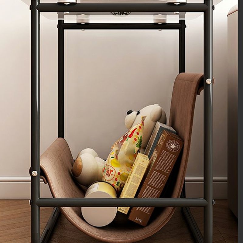 Modernistic Storage End Slide Table for Living Room with Metal Base