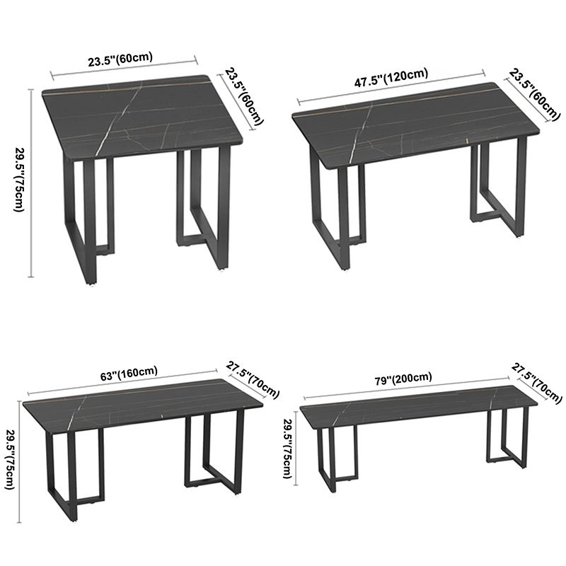 Industrial Sintered Stone Dinner Room Kitchen Table Black Sled Table for Dining Room