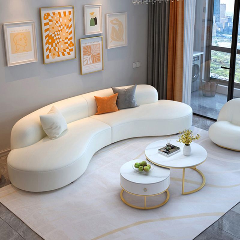 Curved Armless Sectional Sofa Faux Leather Stain-resistant Sectional