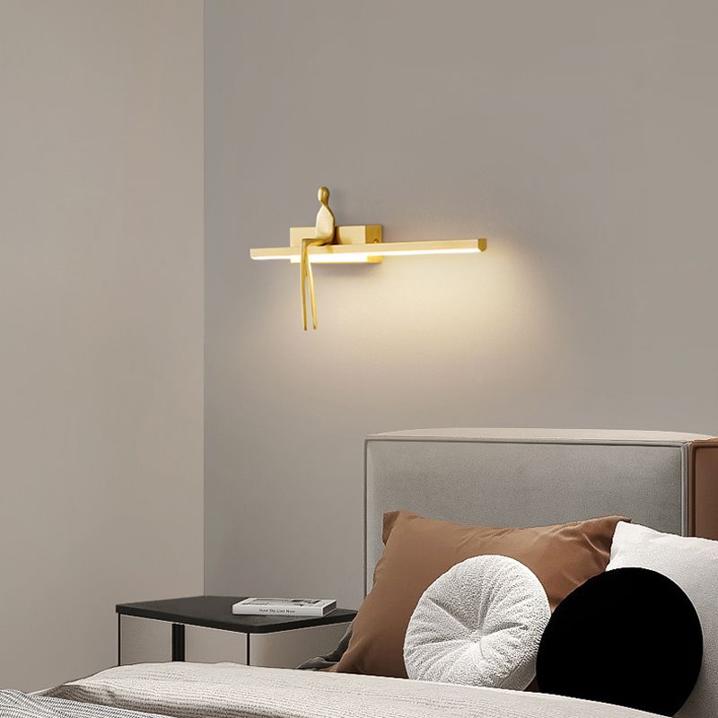 LED Modern Metal Wall Sconce Linear Shape Wall Light with Acrylic Shade for Bedroom