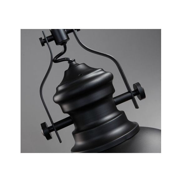 Retro Industrial Dome Shade Pendant Light Metal 1-Light Pendant Lighting With Swivel Joint in Black