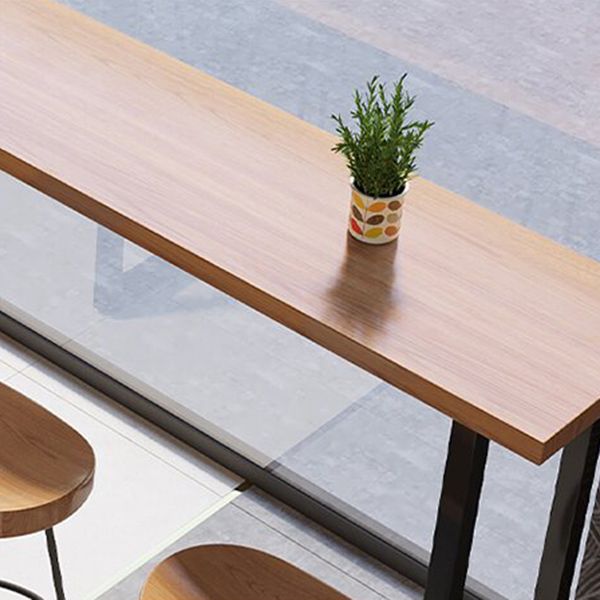 Modern Rectangle Sled Base Solid Wood Bar Table for Kitchen Dining Room
