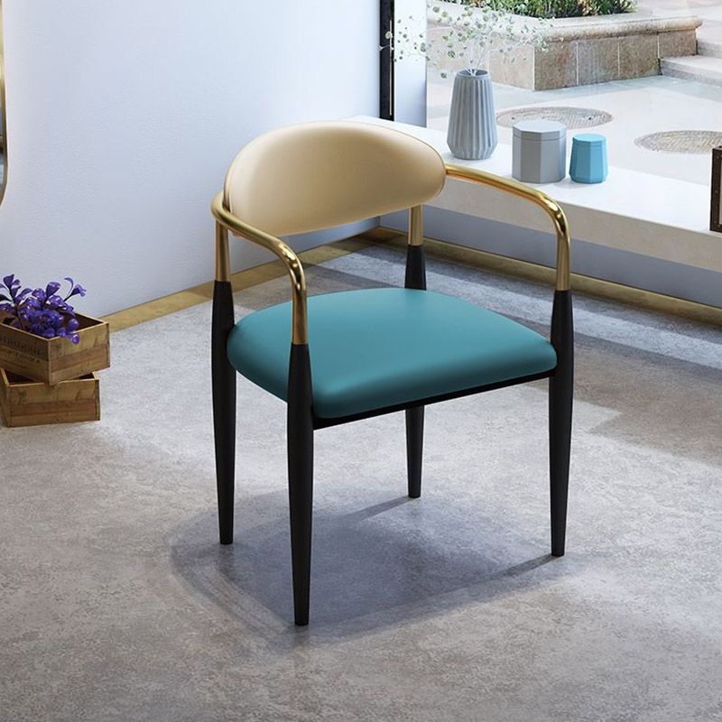 Faux Leather Dining Side Chair Open Back Dining Side Chair for Home