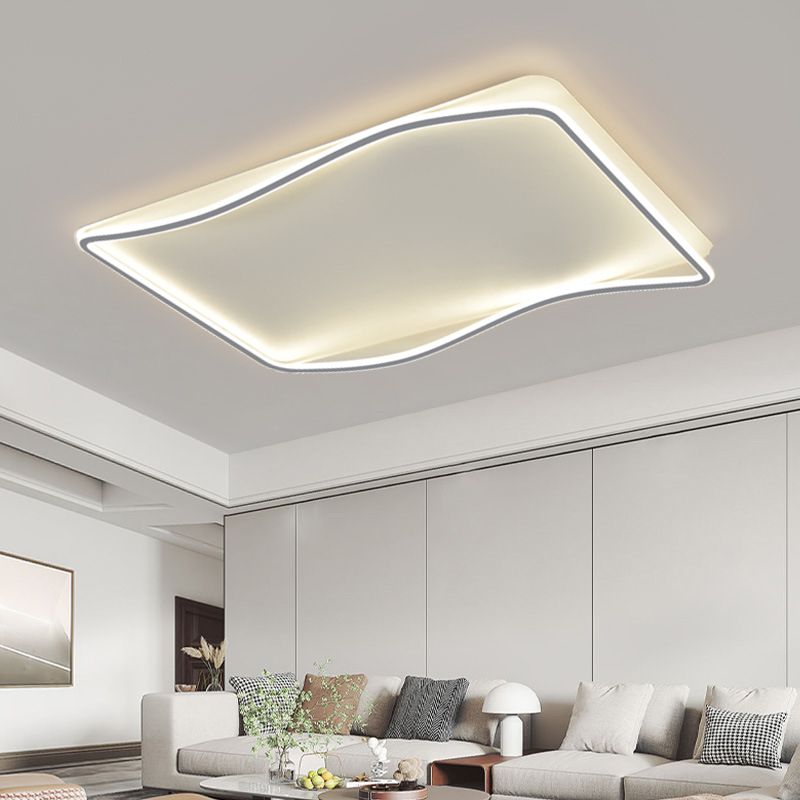 Modern Geometry Flush Ceiling Light 2-Head Bedroom LED Flush Mount Lamp with Acrylic Shade