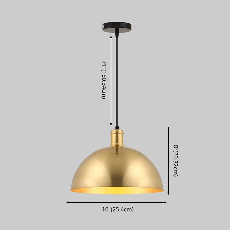 Luz de techo colgante de restaurante kit de lámpara colgante de oro minimalista con sombra de metal de cordón