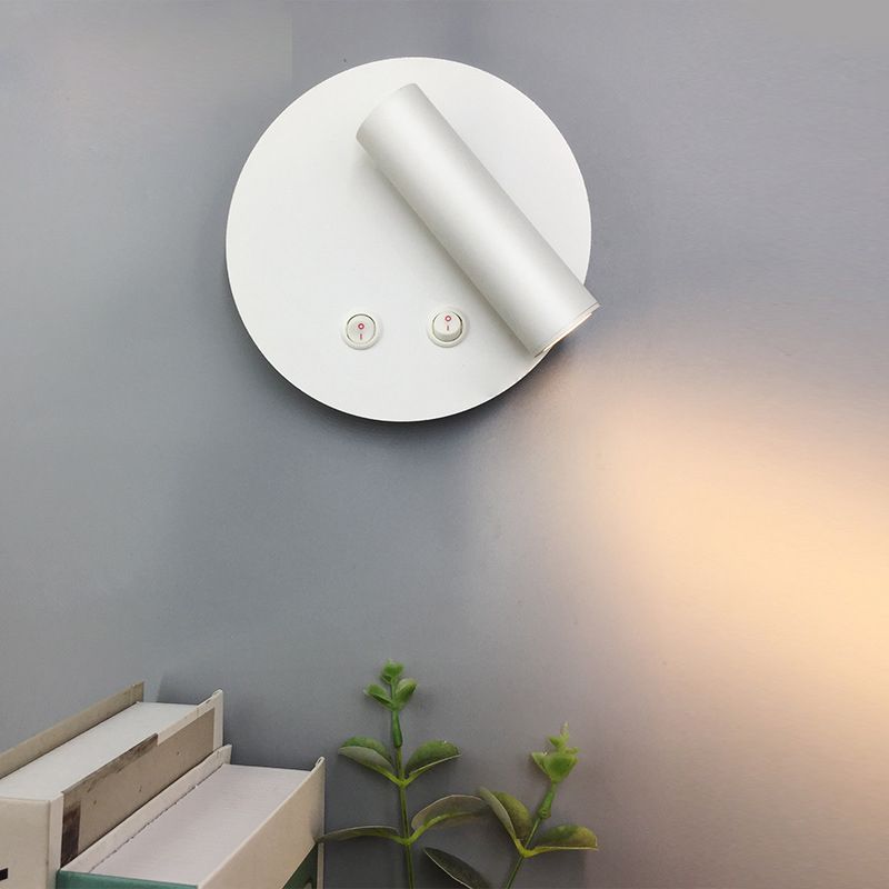 Modern Style Cylinder Shape Wall Lighting Metal 1 Light Wall Lamp in White / Black