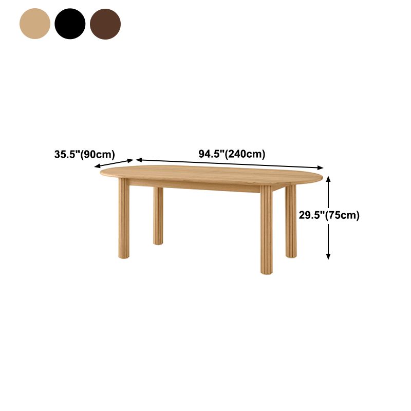 Oval Dining Table Pine Solid Wood Dining Table with 4 Legs for Kitchen