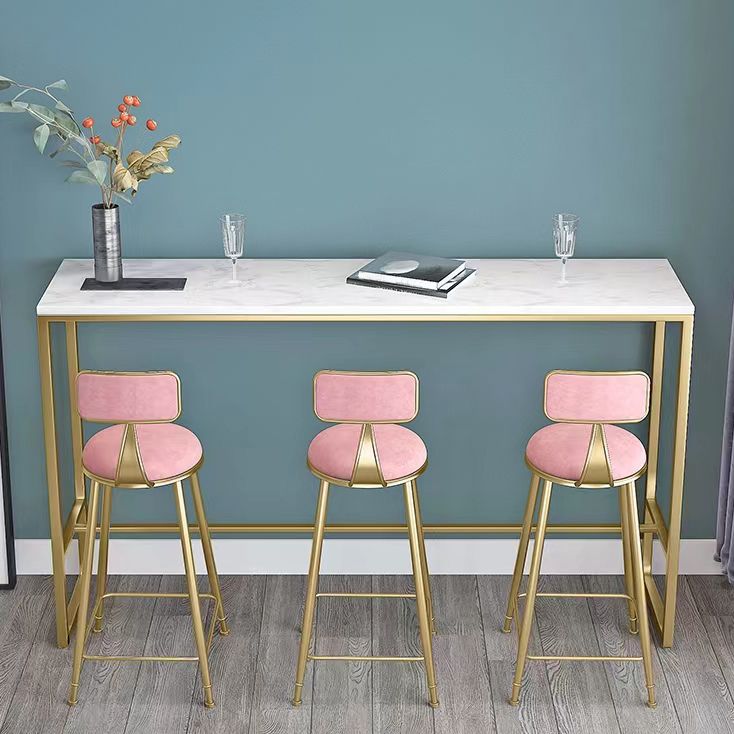 Nordic Armless Backrest Counter Stool Iron KitchenBar Stool with Cushion and Pedal